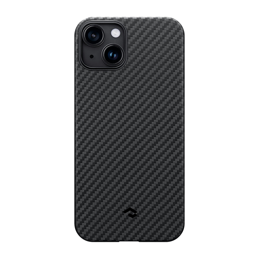 Pitaka Ultra-Slim Classic Serisi iPhone 14 M-safe Şarj Özellikli 1500D Aramid Fiber Black-Grey Twill Kılıf Pitaka Ultra-Slim Classic Serisi iPhone 14 M-safe Şarj Özellikli 1500D Aramid Fiber Black-Grey Twill Kılıf